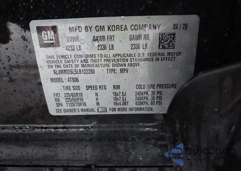 2020 Buick Encore Gx Fwd Select from USA, damaged, VIN KL4MMDSL5LB122280